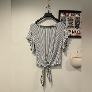 Max Studio - striped tie front top